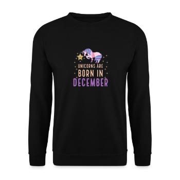 Einhörner werden im Dezember geboren Geburtsmonat Geburtstag - Unisex Pullover - Schwarz - Vorne - Alina (178cm) & Michal (187cm)