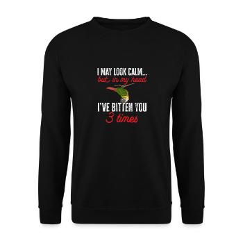 Molina Parakeet Parrot Bird Parakeet - Unisex Sweatshirt - black - Front - Alina (178cm) & Michal (187cm)