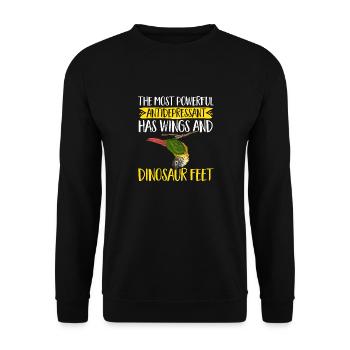 Molina Parakeet Parrot Bird Parakeet - Unisex Sweatshirt - black - Front - Alina (178cm) & Michal (187cm)
