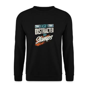 Fascinated by Stamps: A Philatelist's Distraction - Unisex Sweatshirt - black - Front - Alina (178cm) & Michal (187cm)