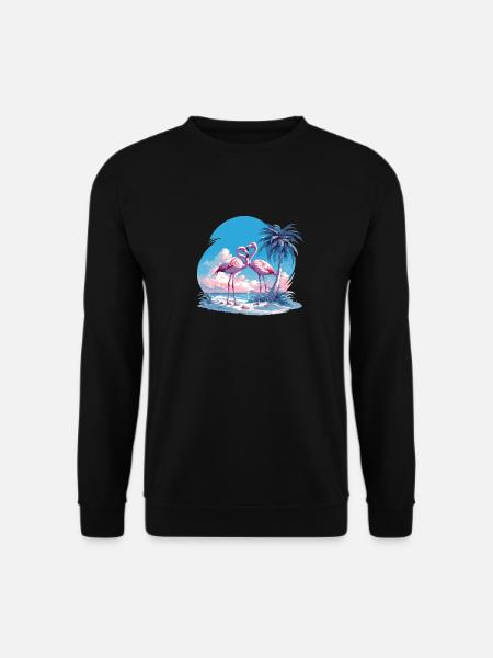 Flamingos Sunset Beach Ocean Flamingo - Unisex Sweatshirt - black