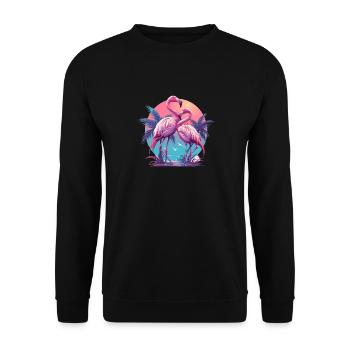 Flamants roses, coucher de soleil, plage, océan flamant rose - Sweat-shirt Unisexe - noir - Devant - Alina (178cm) & Michal (187cm)