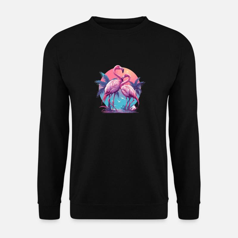 Flamingos Sunset Beach Ocean Flamingo - Unisex Sweatshirt - black