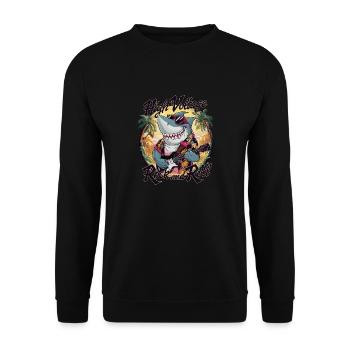 Drôle de requin avec guitare Vacances d’été à la plage - Sweat-shirt Unisexe - noir - Devant - Alina (178cm) & Michal (187cm)