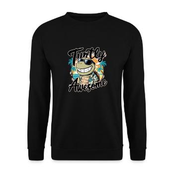 Funny Shield Greatest Saying Turtly Awesome - Unisex Sweatshirt - black - Front - Alina (178cm) & Michal (187cm)