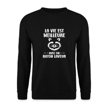 Humour Raton laveur - Sweat-shirt Unisexe - noir - Devant - Alina (178cm) & Michal (187cm)