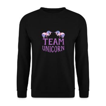 Team Einhorn Lustig Magisch Regenbogen Einhorn Niedlich - Unisex Pullover - Schwarz - Vorne - Alina (178cm) & Michal (187cm)