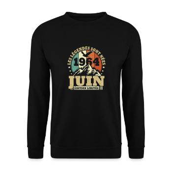 Vintage June 1964 Vintage Anniversary Gift - Unisex Sweatshirt - black - Front - Alina (178cm) & Michal (187cm)