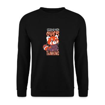 Overthinking Red Panda - Unisex Pullover - Schwarz - Vorne - Alina (178cm) & Michal (187cm)
