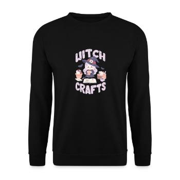 Hexerei ist, wenn die Hexe bastelt - Unisex Pullover - Schwarz - Vorne - Alina (178cm) & Michal (187cm)