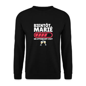 Idée Cadeau EVG Humour Team Futur Marié Fête EVG - Sweat-shirt Unisexe - noir - Devant - Alina (178cm) & Michal (187cm)