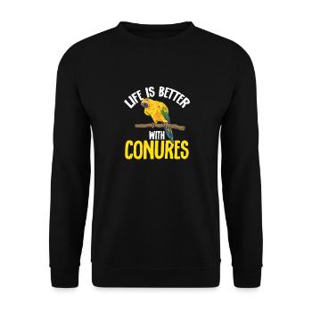 Parakeet, Parrot, Parakeet, Bird - Unisex Sweatshirt - black - Front - Alina (178cm) & Michal (187cm)