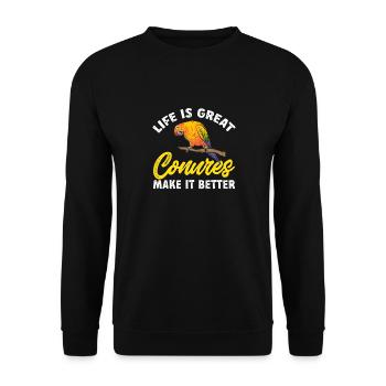 Parakeet, Parrot, Parakeet, Bird - Unisex Sweatshirt - black - Front - Alina (178cm) & Michal (187cm)