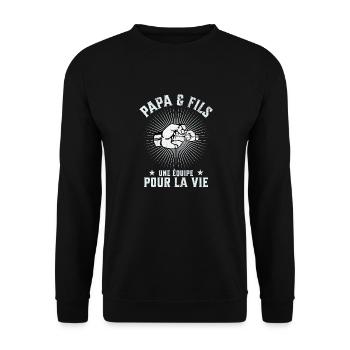 Father and Son A Team for Life Funny Gift - Unisex Sweatshirt - black - Front - Alina (178cm) & Michal (187cm)