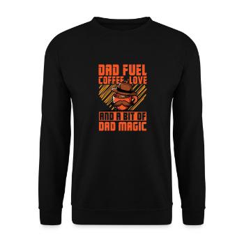 Dad Fuel Coffee Love und ein bisschen Dad Magic - Unisex Pullover - Schwarz - Vorne - Alina (178cm) & Michal (187cm)