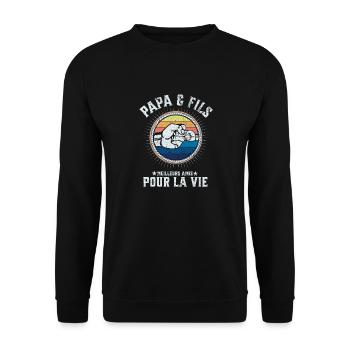 Father and Son A Team for Life Funny Gift - Unisex Sweatshirt - black - Front - Alina (178cm) & Michal (187cm)
