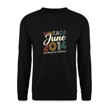 Juni 2014 Vintage Retro Geburtstagsgeschenk - Unisex Pullover - Schwarz - Vorne - Alina (178cm) & Michal (187cm)