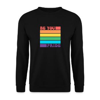 Sei du LGBTQ Schwul Lesbisch Pride Verbündeter Regenbogenflagge - Unisex Pullover - Schwarz - Vorne - Alina (178cm) & Michal (187cm)
