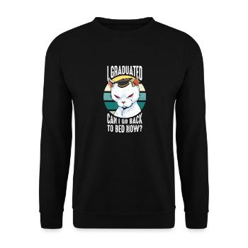 Ich habe meinen Abschluss gemacht Kann ich jetzt wieder ins Bett gehen Abschlussfeier - - Unisex Pullover - Schwarz - Vorne - Alina (178cm) & Michal (187cm)