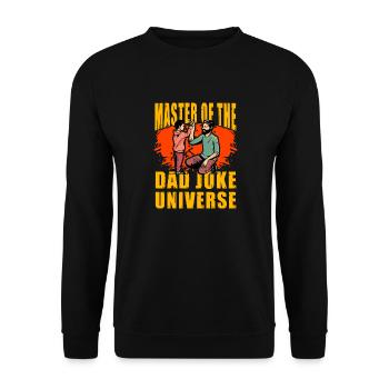 Meister des Dad-Joke-Universums - Unisex Pullover - Schwarz - Vorne - Alina (178cm) & Michal (187cm)