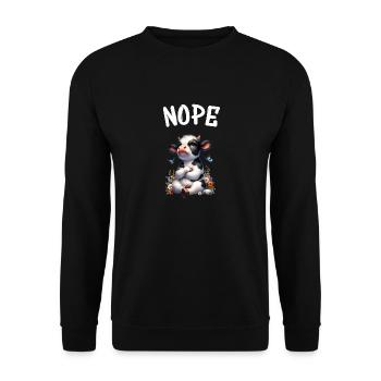 Cow Saying Nope for Boys and Girls - Unisex Sweatshirt - black - Front - Alina (178cm) & Michal (187cm)