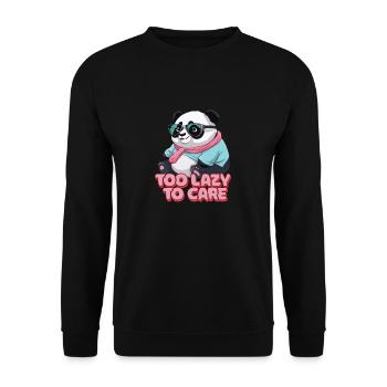 Lustiger Panda Spruch süß witzig Faulheit - Unisex Pullover - Schwarz - Vorne - Alina (178cm) & Michal (187cm)