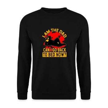 Ich bin der Vater, kann ich jetzt wieder ins Bett gehen? - Unisex Pullover - Schwarz - Vorne - Alina (178cm) & Michal (187cm)
