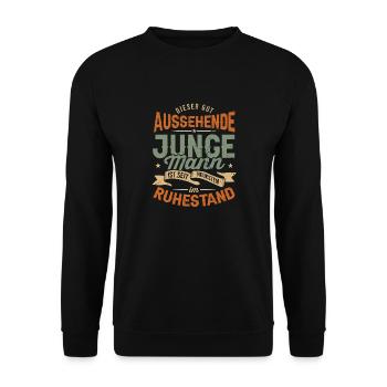 Rente & Ruhestand, Renteneintritt Mann Rentner - Unisex Pullover - Schwarz - Vorne - Alina (178cm) & Michal (187cm)
