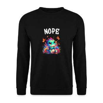 Dinosaur Saying Nope for Boys and Girls - Unisex Sweatshirt - black - Front - Alina (178cm) & Michal (187cm)