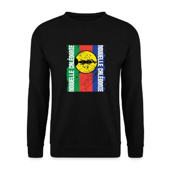 Geschenkdesign Kanak Flagge Neukaledonien - Unisex Pullover - Schwarz - Vorne - Alina (178cm) & Michal (187cm)
