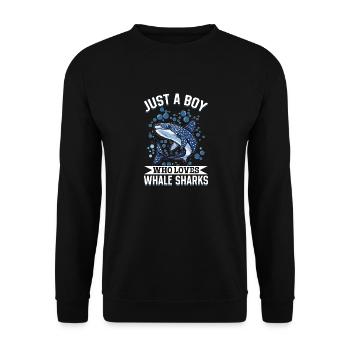 Funny Whale Shark Animal Just A Boy Who Loves - Unisex Pullover - Schwarz - Vorne - Alina (178cm) & Michal (187cm)