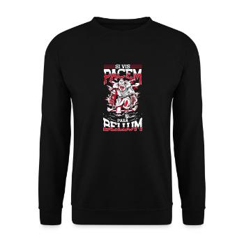 Si Vis Pacem Para Bellum, Lateinisch, Wikinger - Unisex Pullover - Schwarz - Vorne - Alina (178cm) & Michal (187cm)