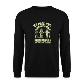 I have to go I THINK MY BEEPER HAS - Unisex Sweatshirt - black - Front - Alina (178cm) & Michal (187cm)