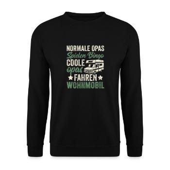 Lustig Opa Wohnmobil Bingo - Unisex Pullover - Schwarz - Vorne - Alina (178cm) & Michal (187cm)