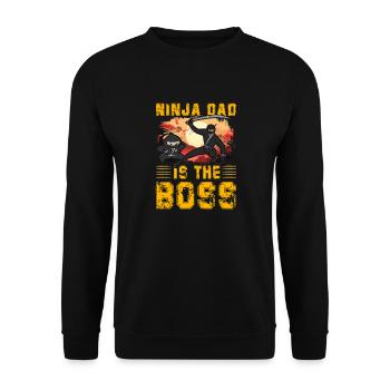 Ninja Dad ist der Häuptling - Unisex Pullover - Schwarz - Vorne - Alina (178cm) & Michal (187cm)