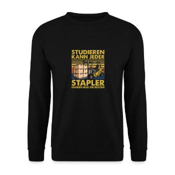 Forklift Driver Logistician Forklift Driver - Unisex Sweatshirt - black - Front - Alina (178cm) & Michal (187cm)