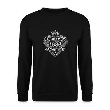 June 1986 Birthday June 1986 June Gift - Unisex Sweatshirt - black - Front - Alina (178cm) & Michal (187cm)