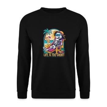 Funny skeleton with saying for the holiday - Unisex Sweatshirt - black - Front - Alina (178cm) & Michal (187cm)