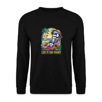Funny skeleton with saying for the holiday - Unisex Sweatshirt - black - Front - Alina (178cm) & Michal (187cm)