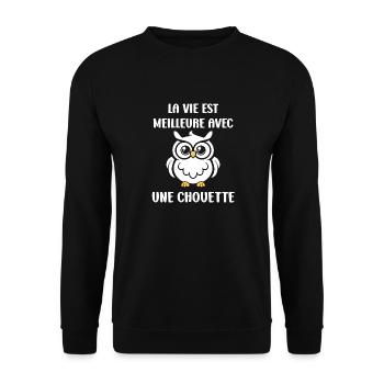 Humour chouette - Sweat-shirt Unisexe - noir - Devant - Alina (178cm) & Michal (187cm)