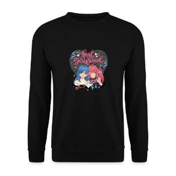 Beste Freundinnen rosa Herz - Unisex Pullover - Schwarz - Vorne - Alina (178cm) & Michal (187cm)