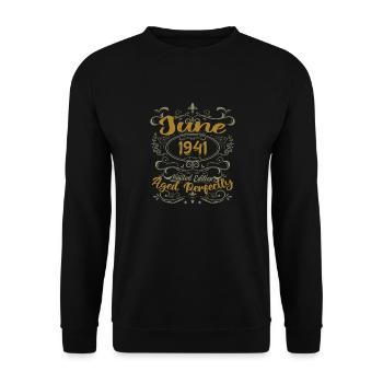 1941 Juin 1941 Cadeau Anniversaire Juin 1941 Juin - Sweat-shirt Unisexe - noir - Devant - Alina (178cm) & Michal (187cm)
