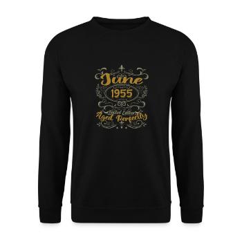 1955 Juin 1955 Cadeau Anniversaire Juin 1955 Juin - Sweat-shirt Unisexe - noir - Devant - Alina (178cm) & Michal (187cm)