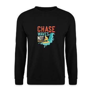 Born To Lift Raised To Elevate Surfing Surfer Surf - Unisex Sweatshirt - black - Front - Alina (178cm) & Michal (187cm)