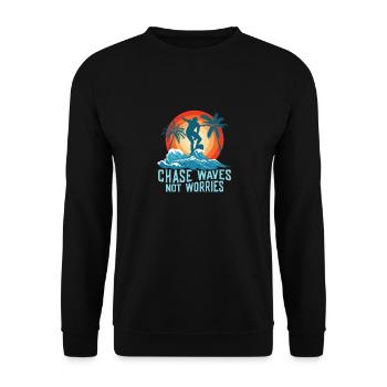 Born To Lift Raised To Elevate Surfboard Surfer Su - Unisex Sweatshirt - black - Front - Alina (178cm) & Michal (187cm)