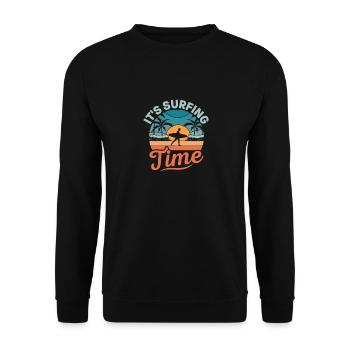 It's Surfing Time Surfboard Surfer Summer - Unisex Sweatshirt - black - Front - Alina (178cm) & Michal (187cm)