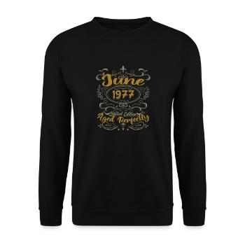 1977 June 1977 Birthday Gift June 1977 June - Unisex Sweatshirt - black - Front - Alina (178cm) & Michal (187cm)