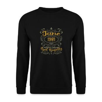 1981 June 1981 Birthday Gift June 1981 June - Unisex Sweatshirt - black - Front - Alina (178cm) & Michal (187cm)
