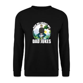 Fragen Sie mich nach meinen Dad Jokes - Unisex Pullover - Schwarz - Vorne - Alina (178cm) & Michal (187cm)