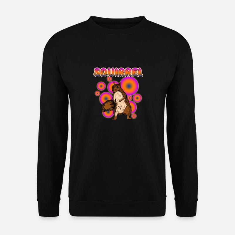 80er Jahre Lustiges Eichhörnchen Streifenhörnchen Alter Stil Tier - Unisex Pullover - Schwarz
